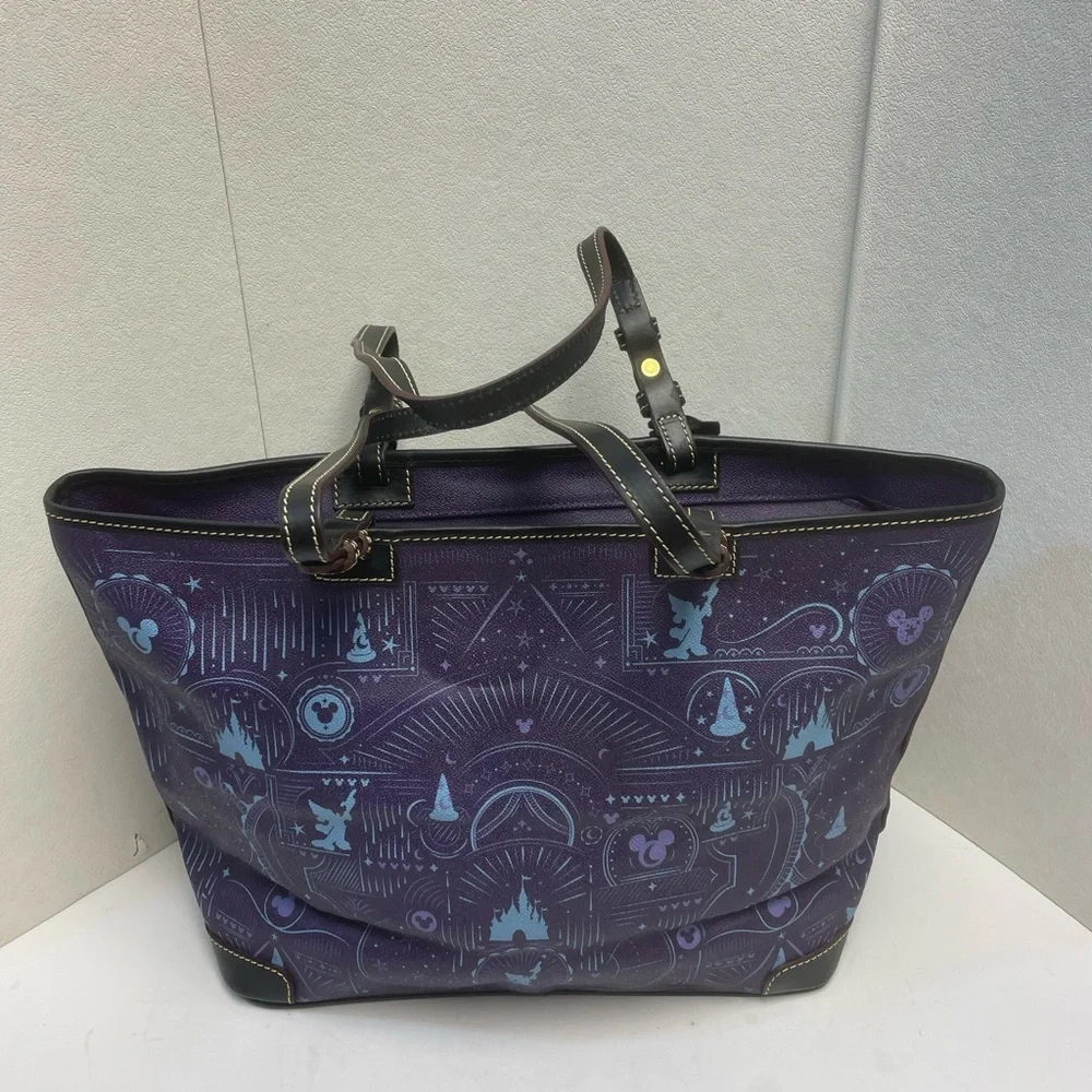 Disney Dooney & Bourke 2017 Fantasia Sorcerer Mickey Mouse Tote Bag Purse Purple - Picture 9 of 13